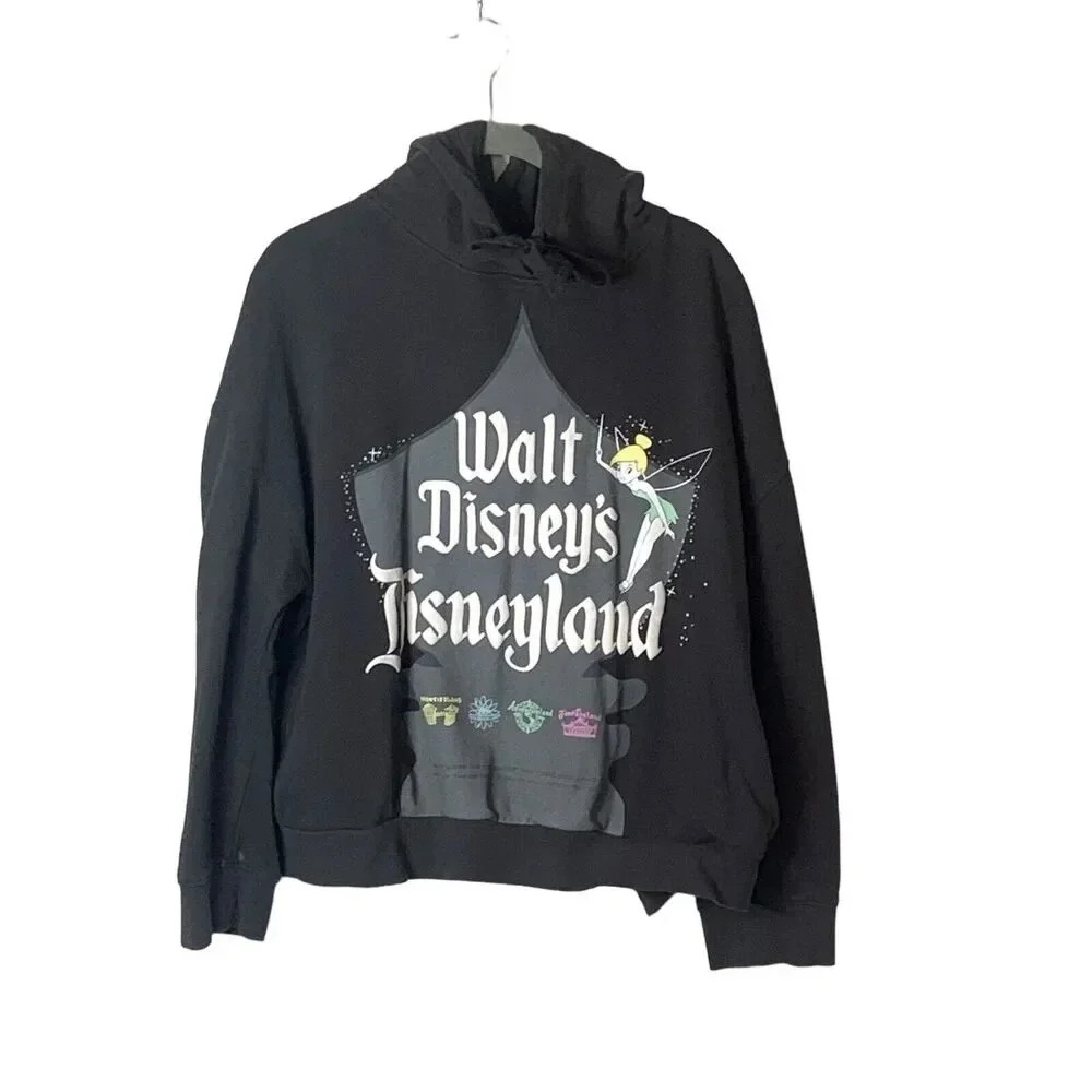 DISNEY 100 Tinkerbell Hoodie Womens Size Small Animation Studios Dark Grey Parks - Picture 6 of 6